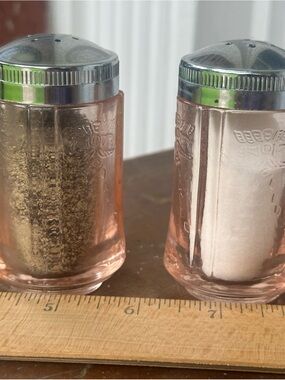 Vintage Pink Glass Salt & Pepper Shakers